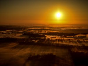 Preview wallpaper sunset, landscape, aerial view, dusk, horizon