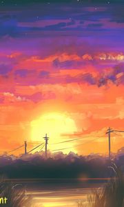 Preview wallpaper sunset, landscape, dusk, art