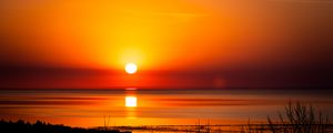 Preview wallpaper sunset, landscape, lake, horizon