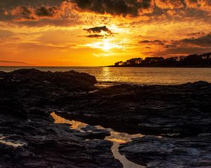 Preview wallpaper sunset, landscape, sea, nature