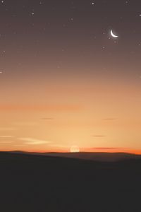 Preview wallpaper sunset, moon, sun, hills, horizon, sky