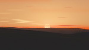 Preview wallpaper sunset, moon, sun, hills, horizon, sky