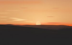 Preview wallpaper sunset, moon, sun, hills, horizon, sky