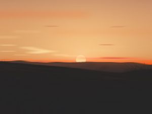 Preview wallpaper sunset, moon, sun, hills, horizon, sky