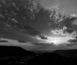 Preview wallpaper sunset, mountains, bw, landscape