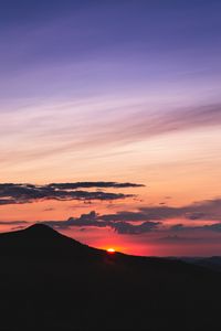 Preview wallpaper sunset, mountains, peak, sky