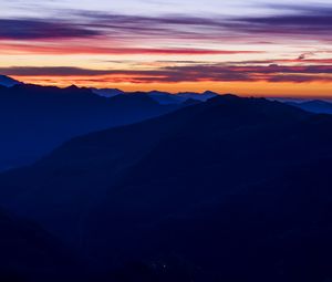 Preview wallpaper sunset, mountains, sky