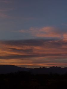 Preview wallpaper sunset, mountains, sky, clouds, evening, night