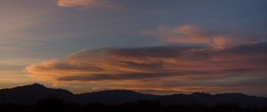 Preview wallpaper sunset, mountains, sky, clouds, evening, night