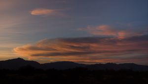 Preview wallpaper sunset, mountains, sky, clouds, evening, night