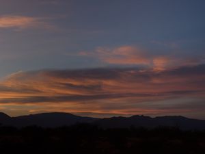 Preview wallpaper sunset, mountains, sky, clouds, evening, night