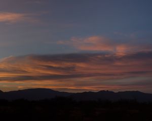 Preview wallpaper sunset, mountains, sky, clouds, evening, night