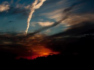Preview wallpaper sunset, night, sky, horizon, clouds, dark