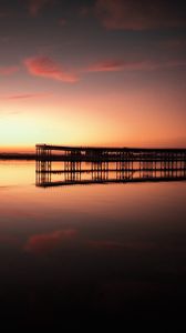 Preview wallpaper sunset, pier, horizon, pink