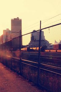 Preview wallpaper sunset, railroad, city