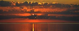 Preview wallpaper sunset, reflection, horizon, sea, clouds