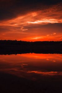 Preview wallpaper sunset, river, horizon, sky, dark, twilight
