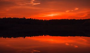 Preview wallpaper sunset, river, horizon, sky, dark, twilight