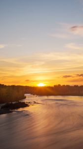 Preview wallpaper sunset, river, trees, sky