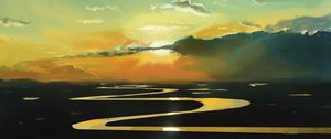 Preview wallpaper sunset, river, winding, art