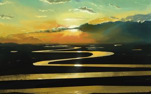 Preview wallpaper sunset, river, winding, art