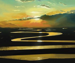Preview wallpaper sunset, river, winding, art