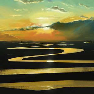 Preview wallpaper sunset, river, winding, art