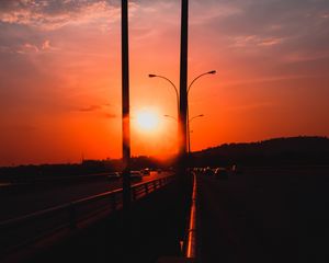 Preview wallpaper sunset, road, twilight, evening, sky
