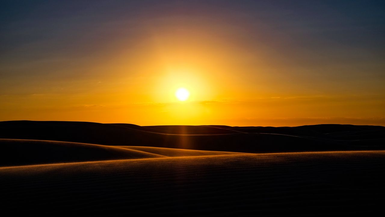 Wallpaper sunset, sand, dunes, horizon, australia