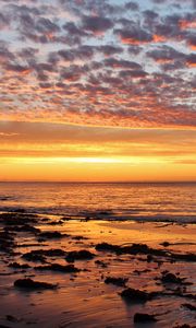 Preview wallpaper sunset, sea, beach, dusk