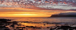 Preview wallpaper sunset, sea, beach, dusk