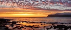 Preview wallpaper sunset, sea, beach, dusk