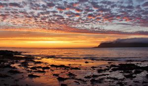 Preview wallpaper sunset, sea, beach, dusk