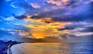 Preview wallpaper sunset, sea, beach, landscape