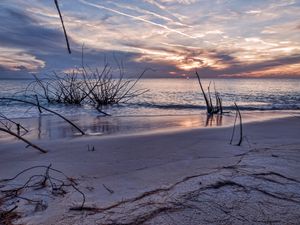 Preview wallpaper sunset, sea, beach, landscape