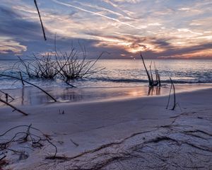 Preview wallpaper sunset, sea, beach, landscape