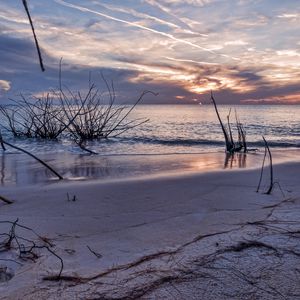 Preview wallpaper sunset, sea, beach, landscape