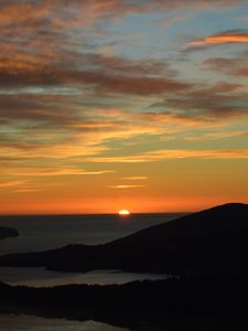 Preview wallpaper sunset, sea, coast, horizon, dusk