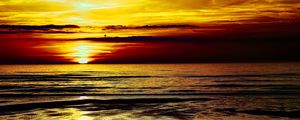 Preview wallpaper sunset, sea, horizon, sun, dark