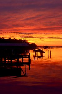 Preview wallpaper sunset, sea, horizon, pier