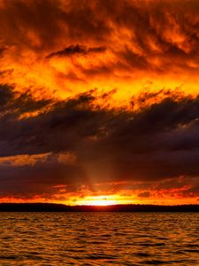 Preview wallpaper sunset, sea, horizon, water, clouds