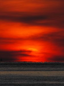 Preview wallpaper sunset, sea, horizon, dark, dusk