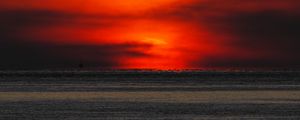 Preview wallpaper sunset, sea, horizon, dark, dusk