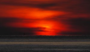 Preview wallpaper sunset, sea, horizon, dark, dusk