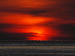 Preview wallpaper sunset, sea, horizon, dark, dusk