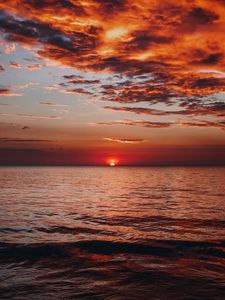 Preview wallpaper sunset, sea, horizon, dusk, landscape