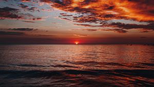 Preview wallpaper sunset, sea, horizon, dusk, landscape
