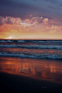 Preview wallpaper sunset, sea, horizon, beach