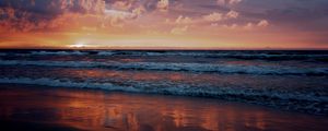 Preview wallpaper sunset, sea, horizon, beach