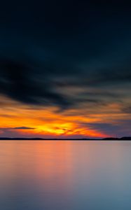 Preview wallpaper sunset, sea, horizon, clouds, dusk